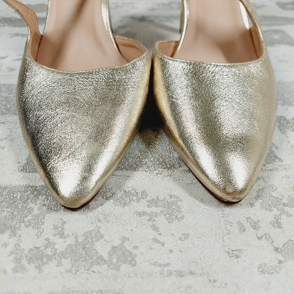 New Naturalizer 27 Edit Abilyn Wide Gold Leather Pointed Toe Heels K711 - Picture 11 of 14